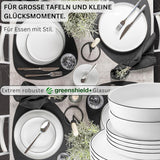 ZANGER | Marlo serviesset met zwarte en witte rand, 18-delige porseleinen serviesset voor 6 personen, wit met zwarte accenten, dinerborden, dessertborden en schalen, modern design | DE PREMIUM COLLECTIE