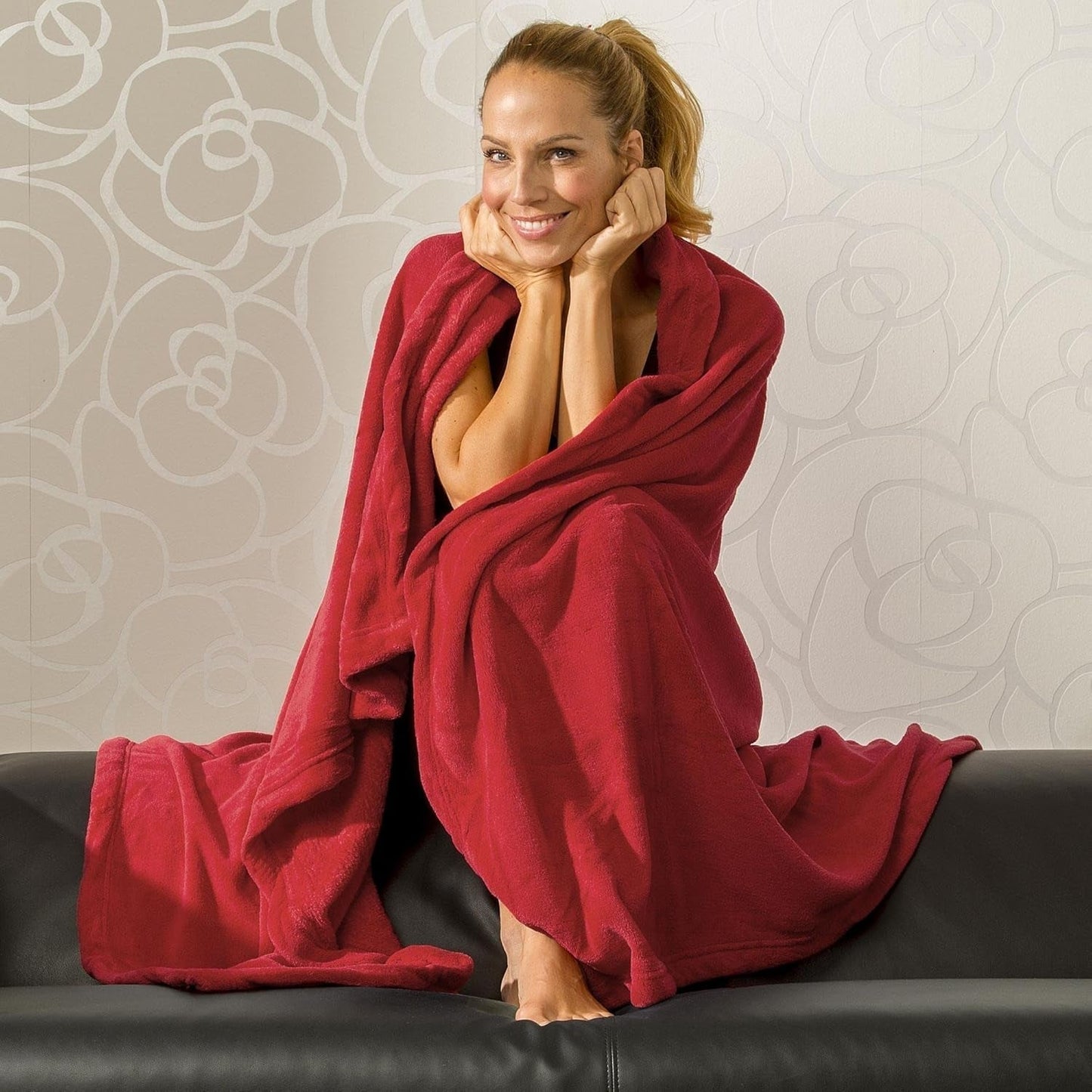 Celinatex pluizige deken XXL 220 x 240 cm rode bankdeken warme deken zachte microvezel fleece Oeko-Tex Montreal bedden en hoezen Besuche den CelinaTex-Store