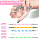 53 Blätter Nagelsticker, Nail Art Pinsel en decoratieset, 15 PCS Pinsel, 5 PCS Dotted Pennen, Strasssteine, Blattgold voor Nagelkunst, Nagel Pailletten, Nagelkunstwerkzeuge en decoratiesets