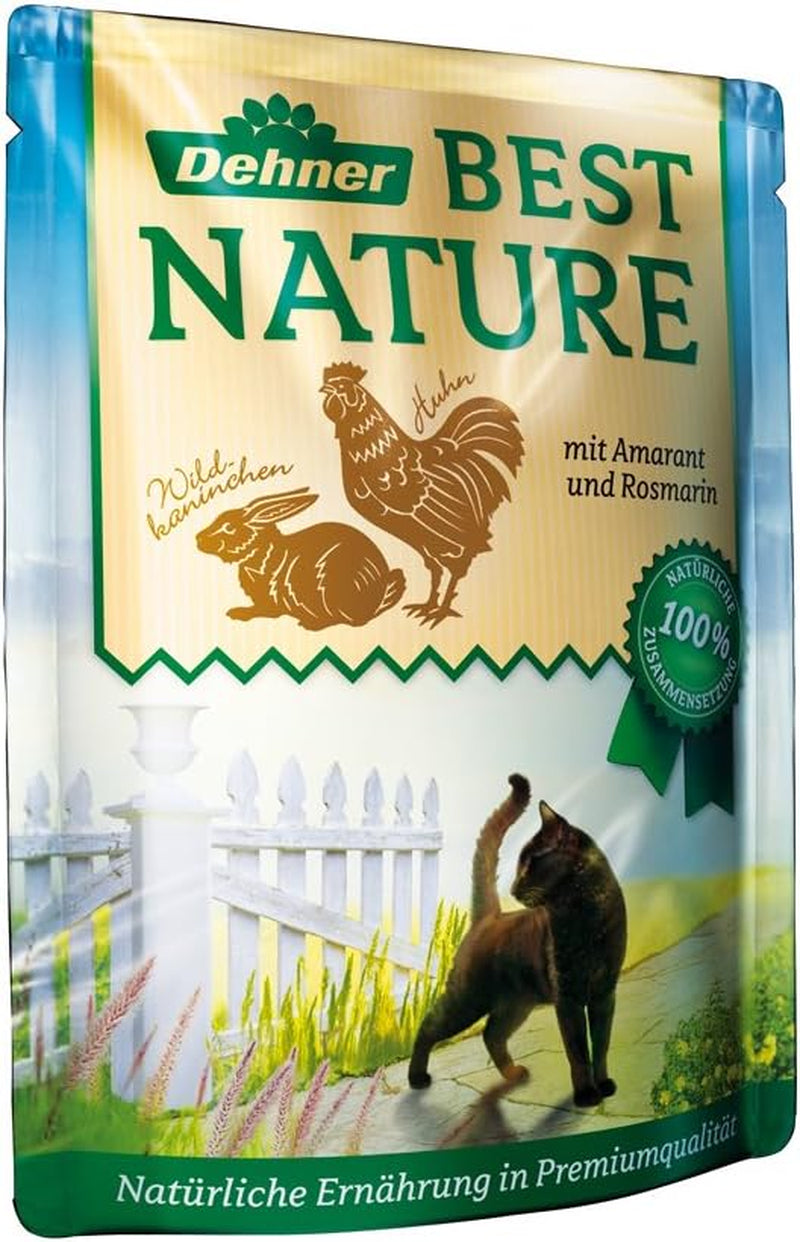 Dehner Best Nature Katzenfutter Multipack, Nassfutter, voor ausgewachsene Katzen, je 2 x Kalb / Wild / Huhn / Kaninchen, 8 x 85 g Zak (680 g)