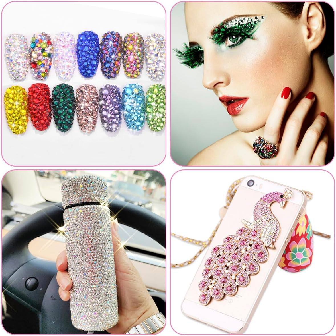 4600 Stück Strasssteine ​​​​Für Nägel, Nagel Glitzersteine ​​​​3 Verschiedene Stil Flache Nail Gems Nägel Steine ​​​​Klein Nagel Steinchen Mit Pinzette en Strass Picker Dotting Pen Für Nägel/Kleidung/Handwerk