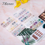 7 Boxen Strasssteine ​​​​Nägel, Nail Art Kit Strass Nagelglitter Pailetten Nagel-Edelsteinen Kristalle Perlen Diamanten Metall Nieten Für DIY Decoratie Nageldesign (Multicolor)