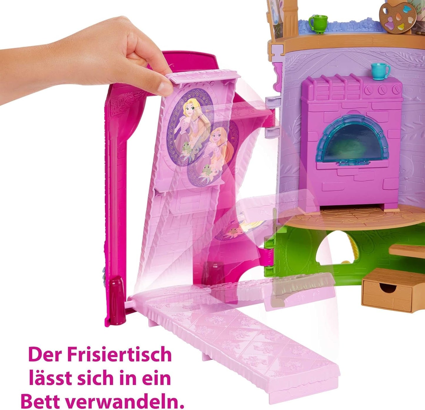 Disney Princess HMV99 - Rapunzel beweegbare pop en speeltoren met rondom plezier, 6 speelplekken en 15 accessoires, geïnspireerd op de Disney-film, speelgoed voor poppen van 3 jaar oud Naty Shop Dolls