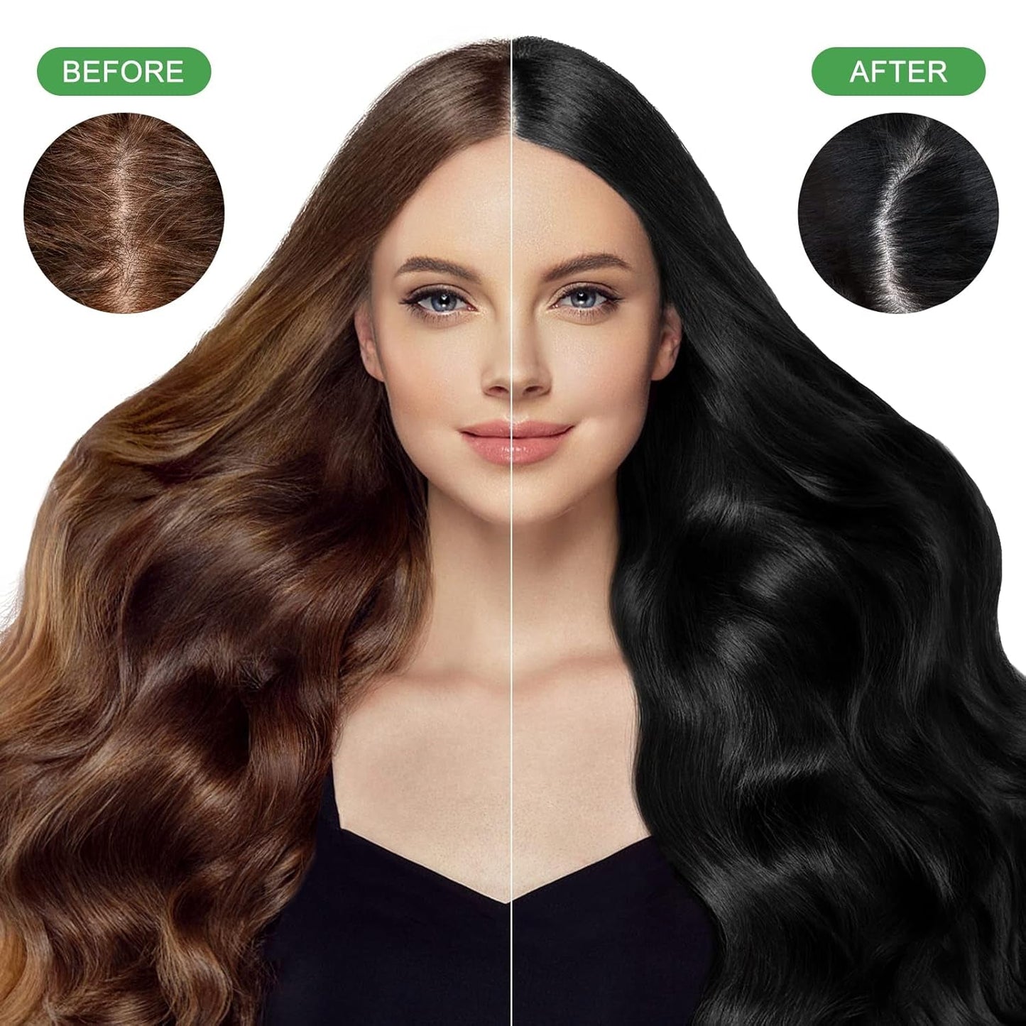 Instant Zwart Haar Shampoo, Natuurlijke Haarverf Shampoo, 100% Grijsdekking - Gemakkelijk en Snel, Semi Permanente Kleur voor Zwart Haar, Haarverf Shampoo voor Mannen en Vrouwen Haarverf Naty Shop