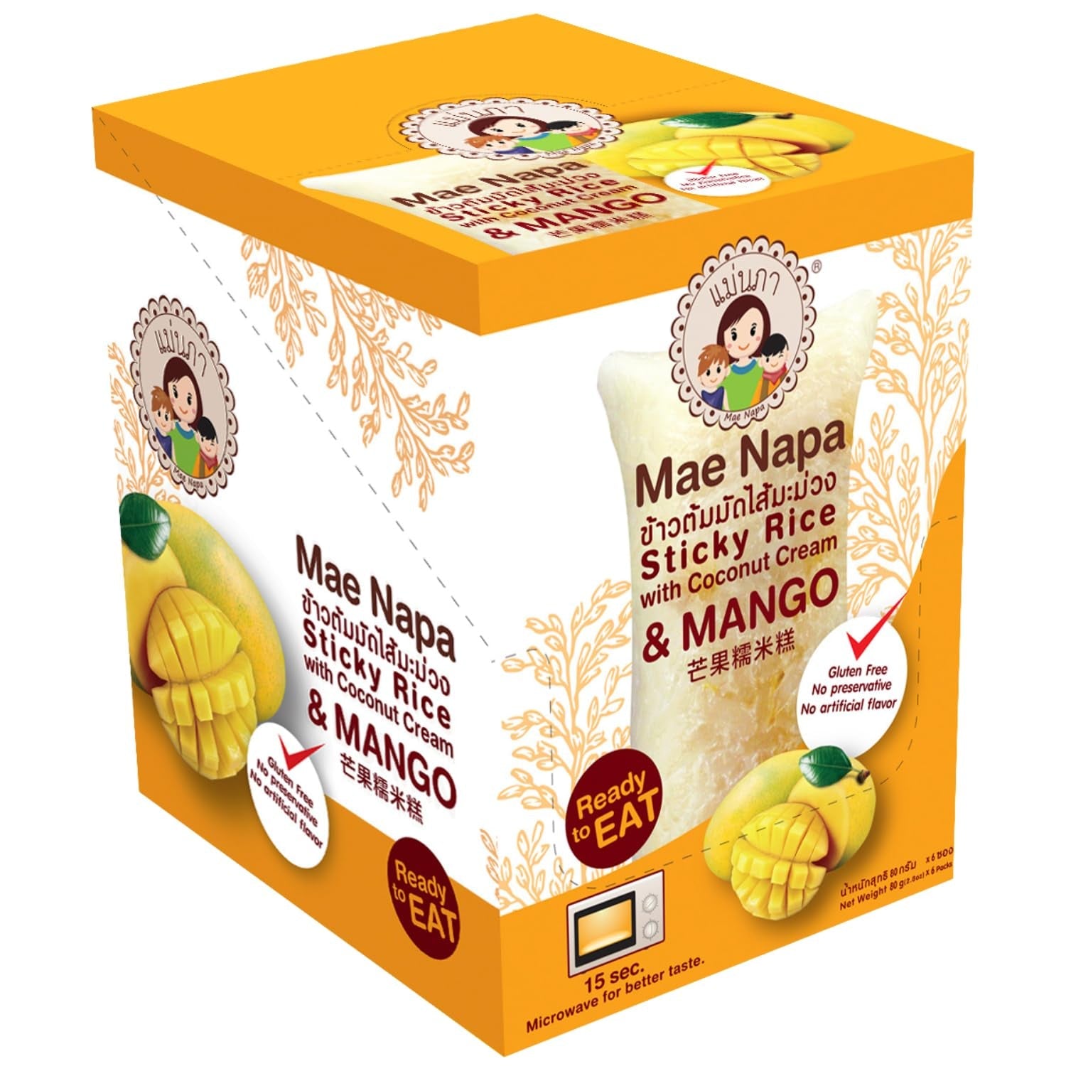 - Kleefrijst met kokos en mango - (6 x 80 g)