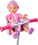 Simba 105560018 - Fietsstoeltje voor pasgeborenen met riem, poppenaccessoire, stoffen zitje, veiligheidsgordel, stuur met klittenband, voor poppen van 30-43 cm, vanaf 3 jaar