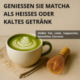 | Matcha biologisch poeder 100 g | Groene Thee Matcha Poeder Ceremoniële Kwaliteit | 100% natuurlijk en premium kwaliteit | Ontgiftende thee | Compatibel met Matcha-set, steel, kom en glas.