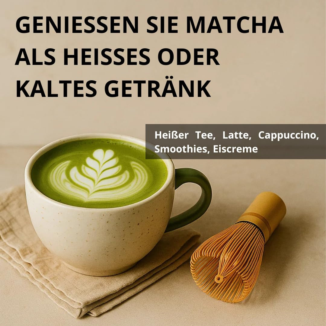 | Matcha biologisch poeder 100 g | Groene Thee Matcha Poeder Ceremoniële Kwaliteit | 100% natuurlijk en premium kwaliteit | Ontgiftende thee | Compatibel met Matcha-set, steel, kom en glas.