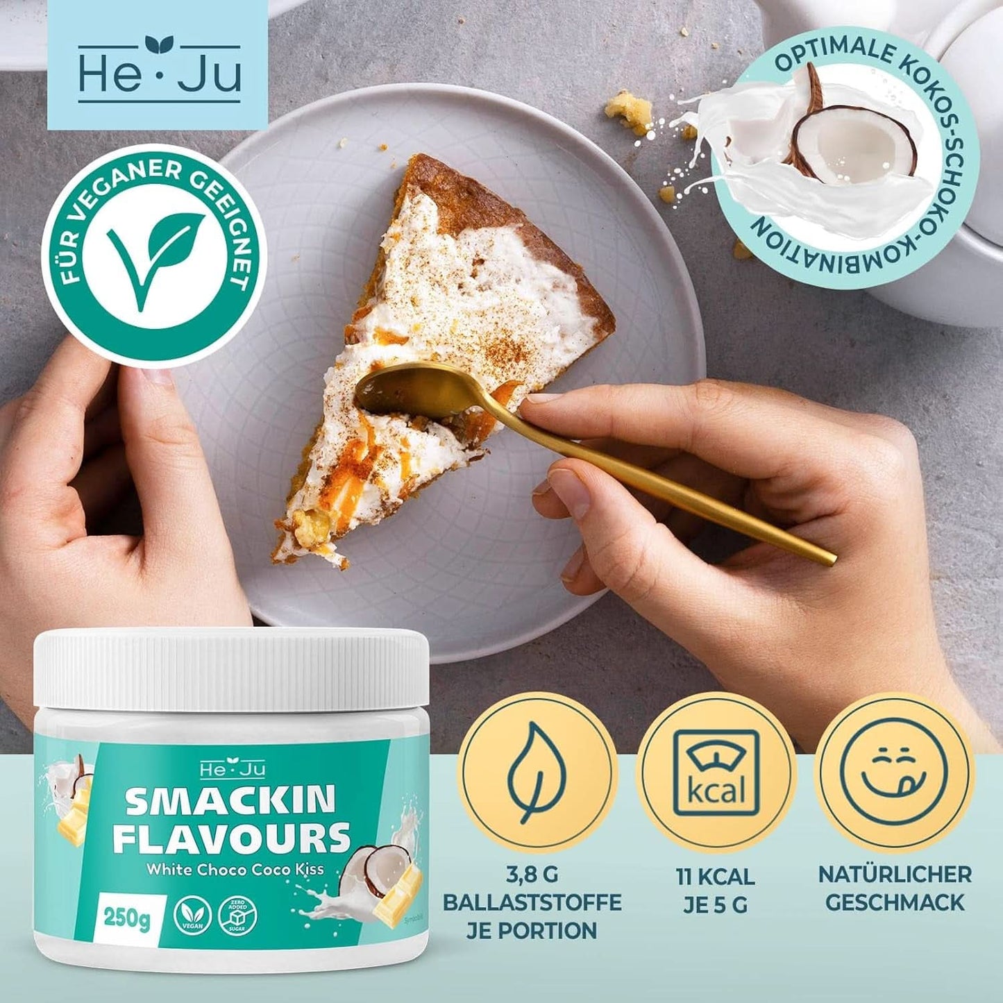 He-Ju, Poeder met witte chocolade en kokossmaak, 250 gram Aromas Naty Shop