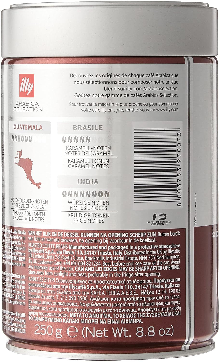 illy koffiebonen, selectie Arabica koffiebonen, Guatemala, verpakking van 6 (6 x 250 g)