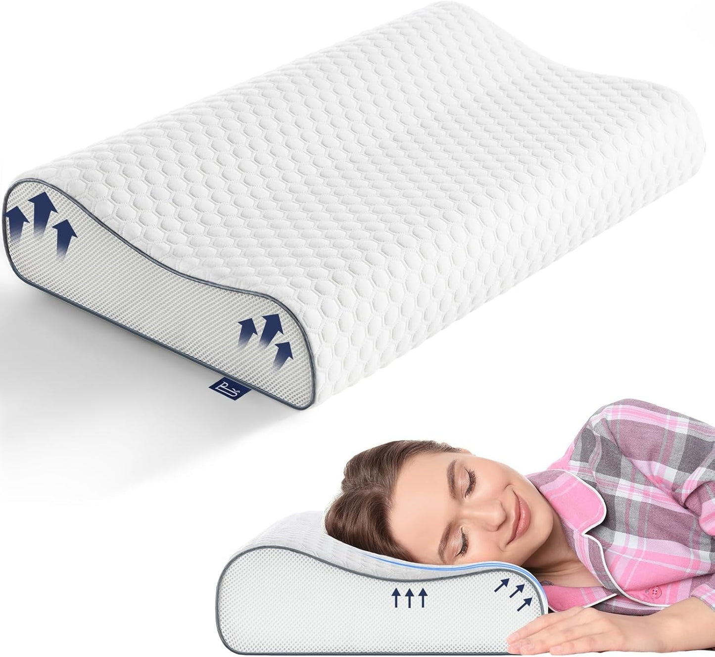 BedStory Memory Foam Kussen, in hoogte verstelbaar neksteunkussen, ergonomisch kussen, zijslaapkussen voor rug- en buikslapers (60x36x12/10cm)