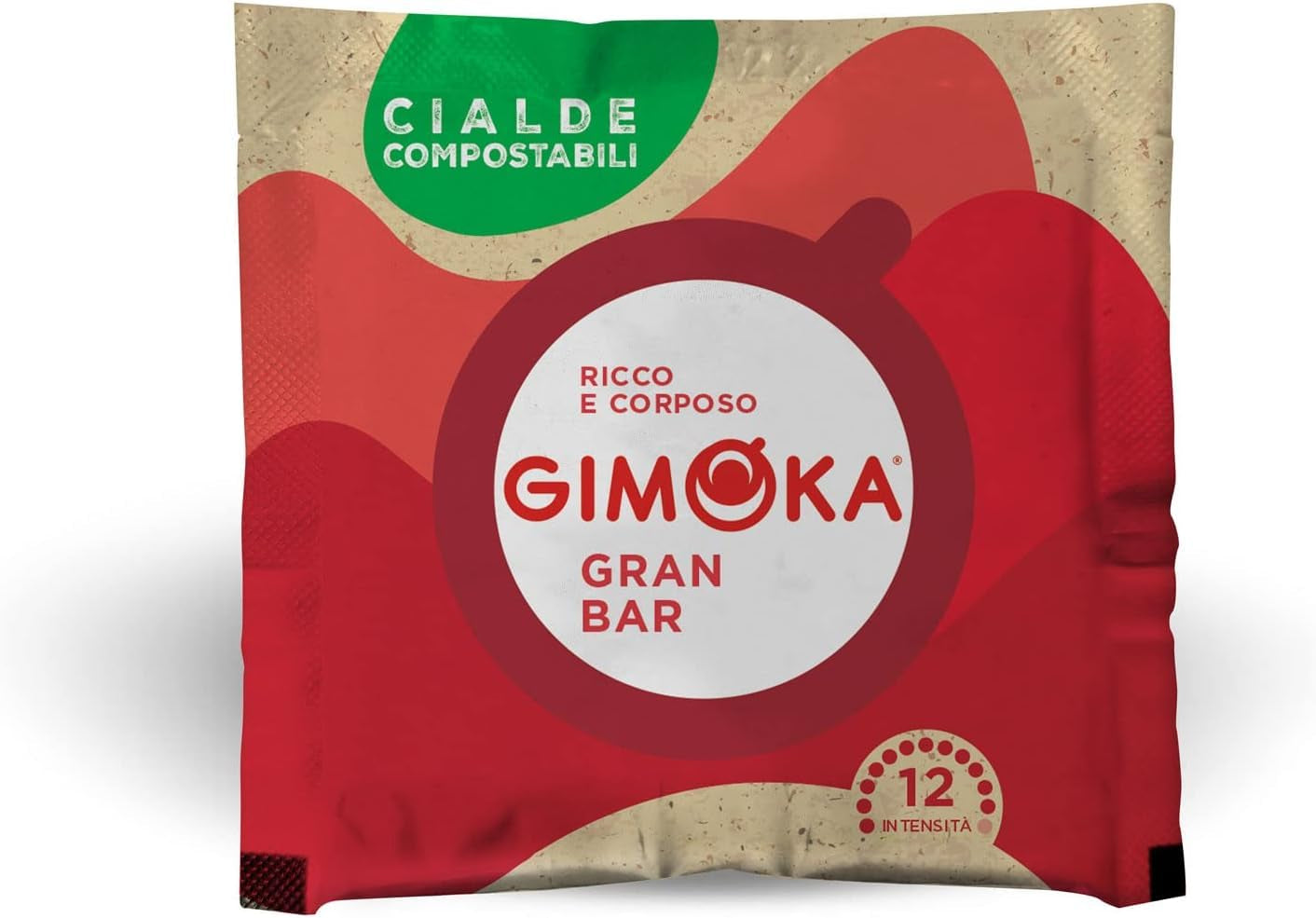 Gimoka Kompostierbare Kaffeepads, Gran Bar Intenso Kaffeemischung, Intensität 12-100 Pads - Compatibel met ESE Systeem Papierblokken 44 mm