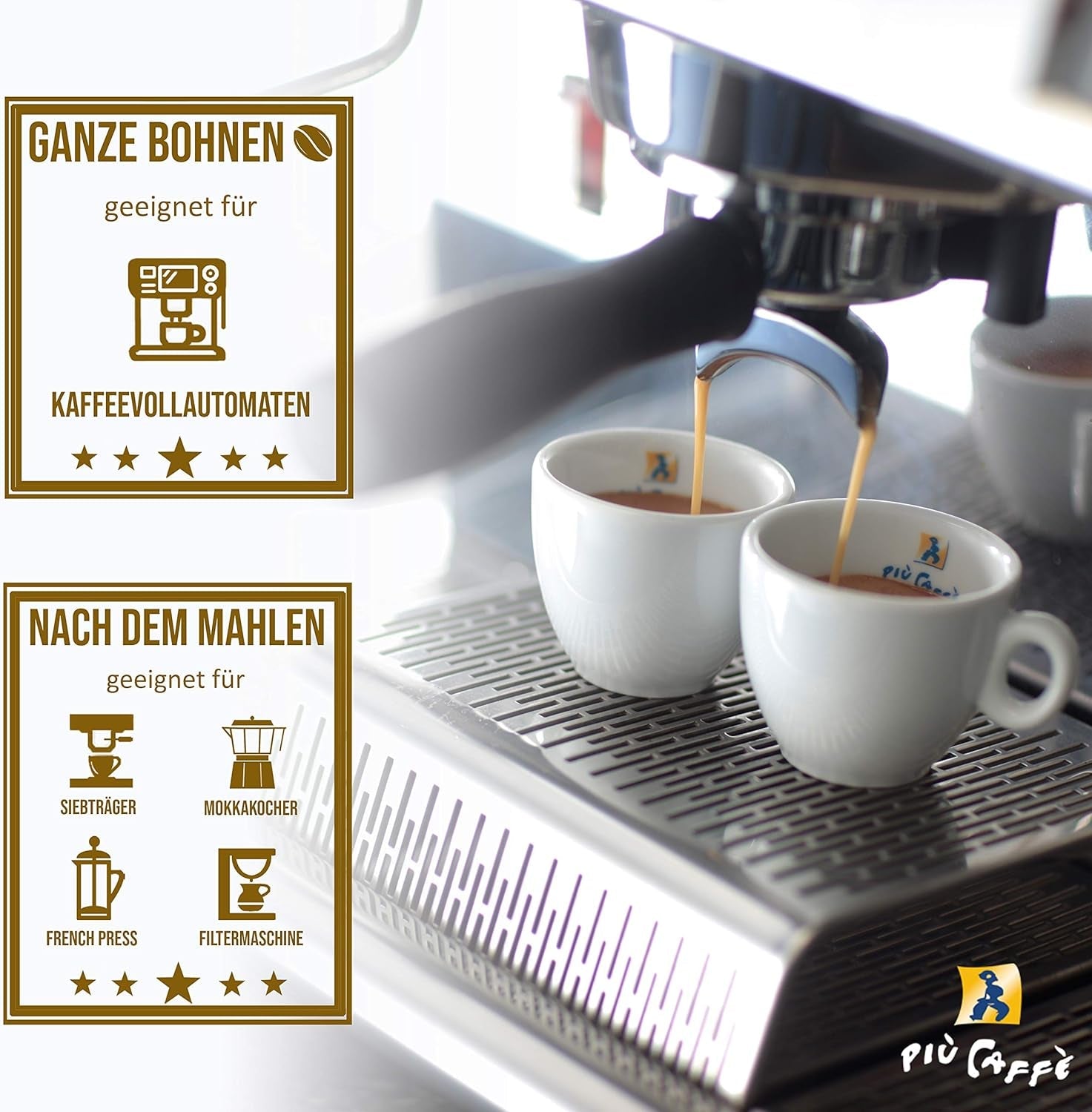 Café Crème Kaffeebohnen, würzig, kräftig, intensiv en gehaltvoll, Arabica en Robusta, Schweizer Trommelröstung, ganze Bohnen für Volllautomaten Schümli Royal 1 kg