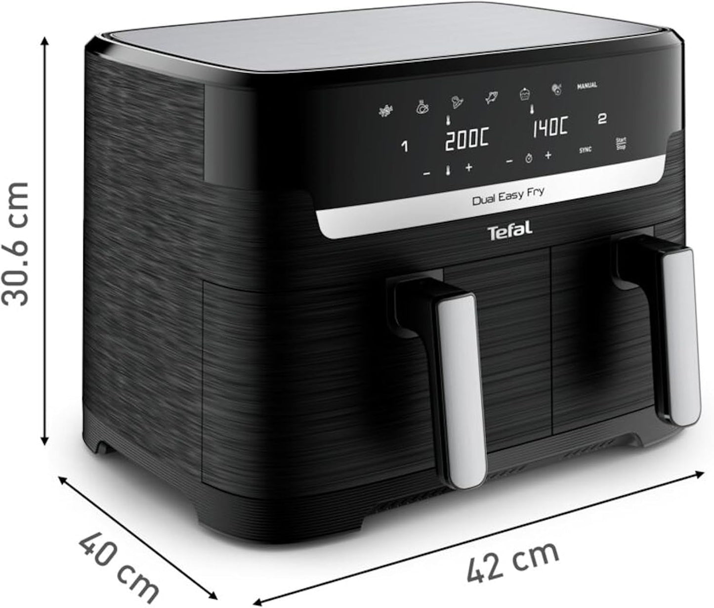 Tefal Dual Easy Fry Heteluchtfriteuse met twee kamers, inhoud 5,2/3,1 liter, twee onafhankelijke laden, 7 programma's Huishoudelijke apparaten Naty Shop