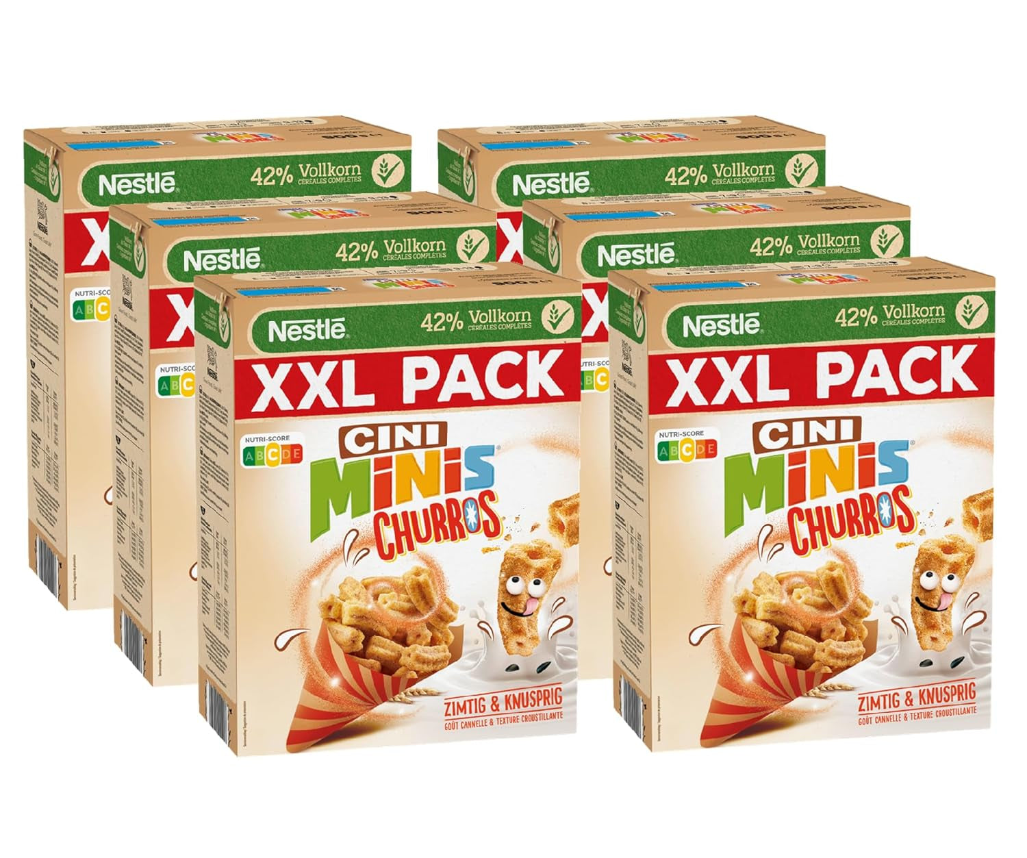 Ontbijtgranen Nestlé CINI MINIS Churros met 42% volkoren graangehalte, verpakking van 6 (6 x 900 g)