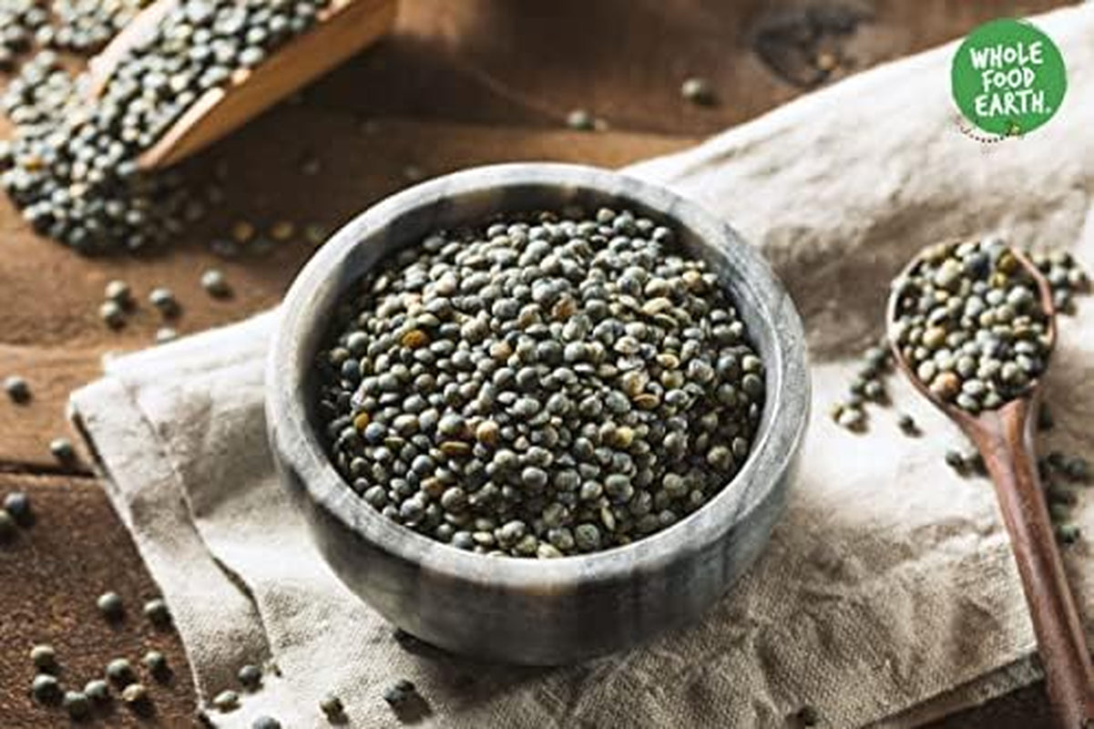 Wholefood Earth Biologische Franse Stijl Donkergroene Linzen 1kg Niet-GMO | Veganistisch | Rijk aan vezels | Rijk aan eiwitten | Gecertificeerd biologisch