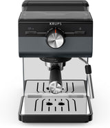 KRUPS Authentic+ espressomachine, 15 bar, intuïtieve bediening, uitgekiend design, stoompijpje, inclusief uitgebreide accessoires, Bullet Donkerzilver/RVS, XP384G10
