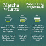 Matcha voor latte Groene theemelange met rietsuiker, 400 g, veganistisch, voor 20 porties