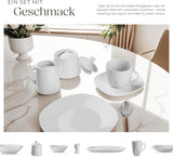 tectake® 12-persoons serviesset, 100-delige porseleinen serviesset, inclusief 12 borden, 12 dessertborden, 12 dinerborden, 12 kopjes, 12 ontbijtgranenschalen, slakom, melkkan, suikerpot