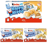 Kinder Happy Hippo Hazelnoot - Speciale knapperige wafels met melk en hazelnootcrème - Carnaval- en Mardi Gras-snoepjes - 1 pakje met 5 individuele repen van elk 20,7 g