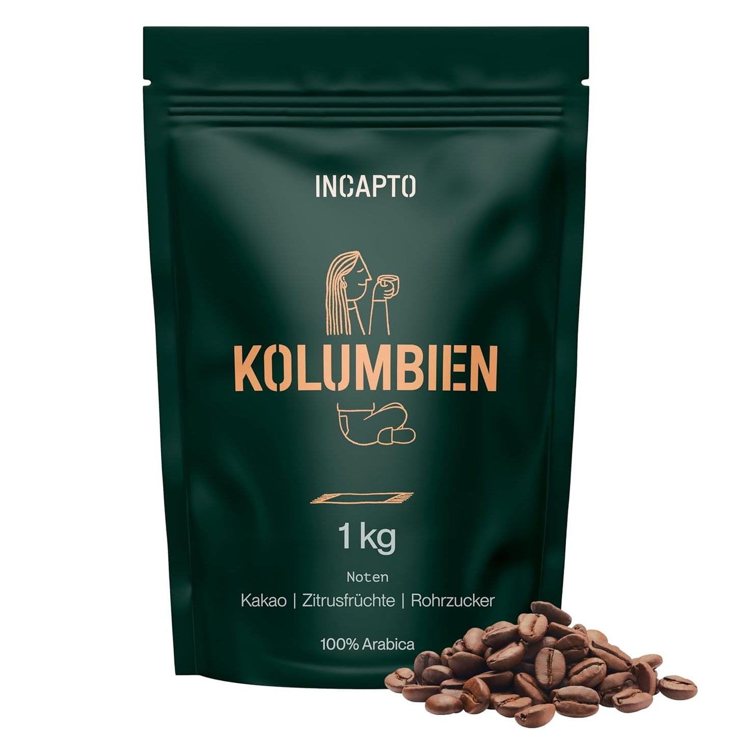 Incapto Spezialitäten-Kaffeebohnen | Colombiaanse single-oorsprong | Espresso 100% Arabica | Koffiespecialiteit 84 Punten SCA | Traditionele Geröstete Bohnenkaffee | Plantage Huila, Cadefihuila, 1kg