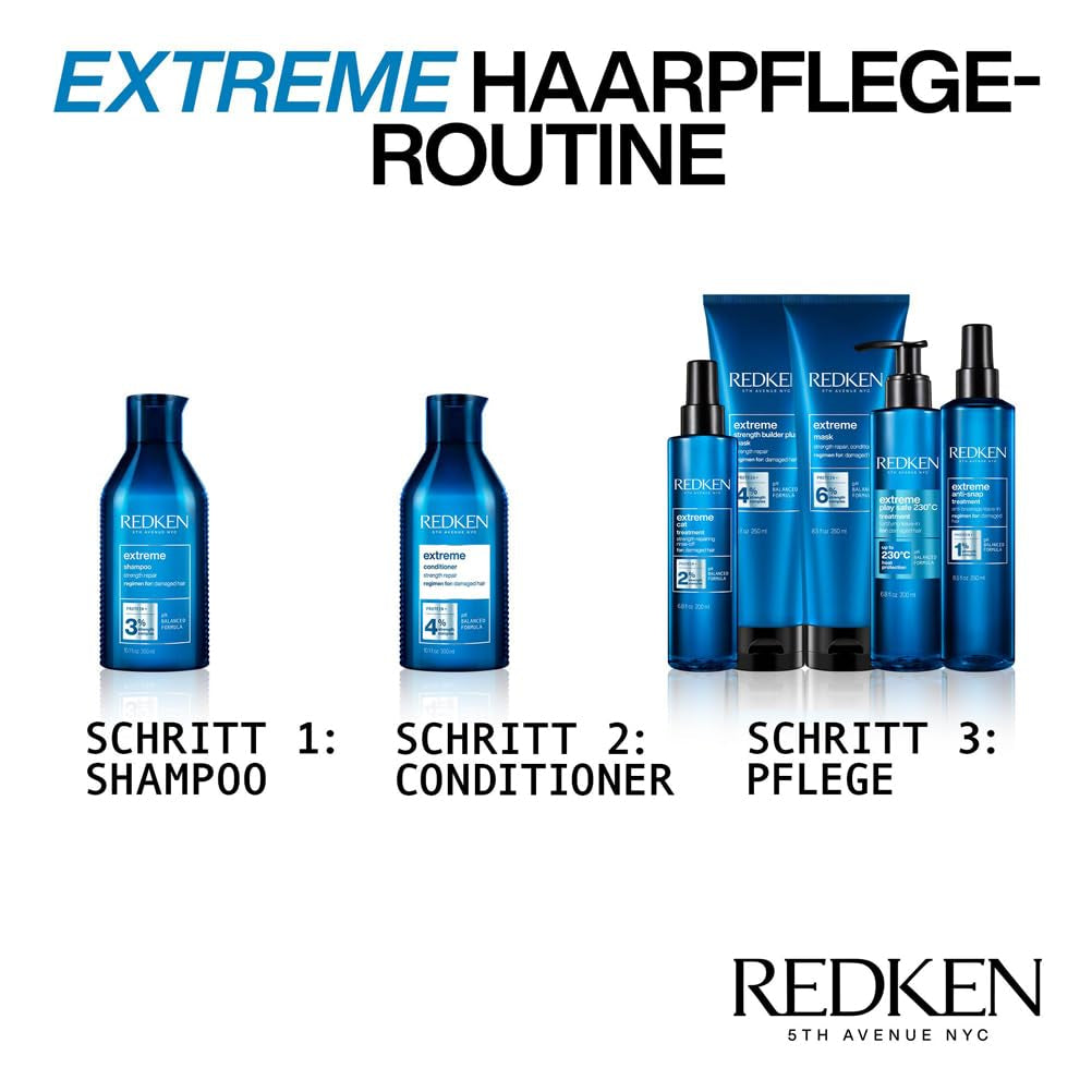 Redken Intensief Haarmasker voor al het beschadigde haar Herstelt en regenereert Anti-breuk Extreme Strength Builder Plus Masker 1 x 250 ml Naty Shop Haarmasker