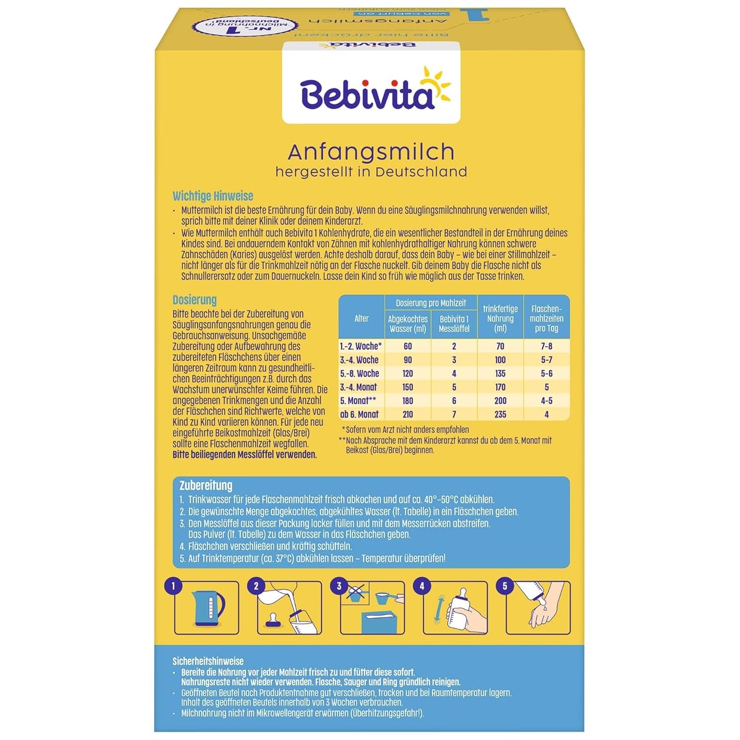 1 Formula-melkpoeder voor zuigelingen, vanaf de geboorte, (5 x 500 g)