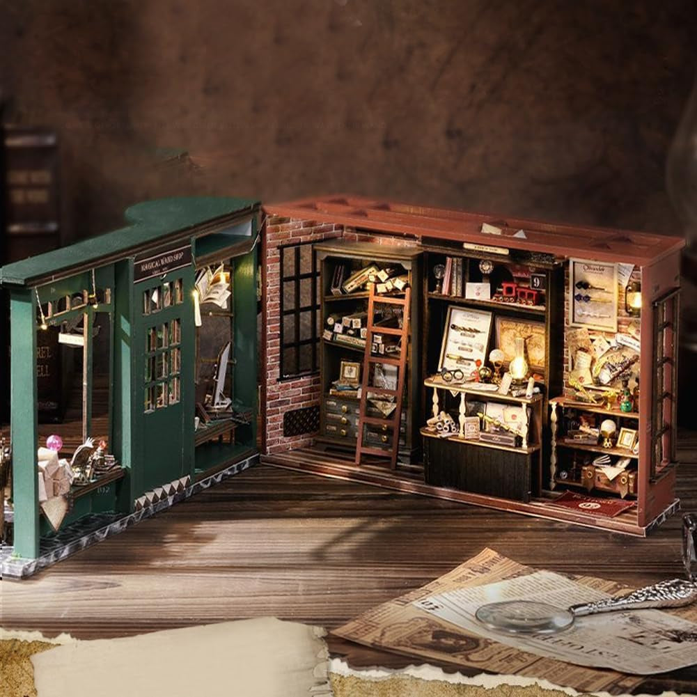 Magic Shop Poppenhuis met stofkap DIY Miniatuur Poppenhuis Meubilair Kit Schaal 1:24 Creatief cadeau voor kinderen Tieners Verjaardagscadeau