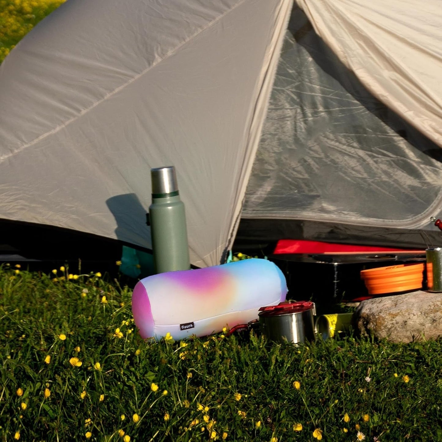 FISURA strandkussen, kleurverloop, 29 x 12 cm, ontspanningskussen, roze, origineel reiskussen, polyester campingkussen, ongemonteerd Naty Shop reiskussens