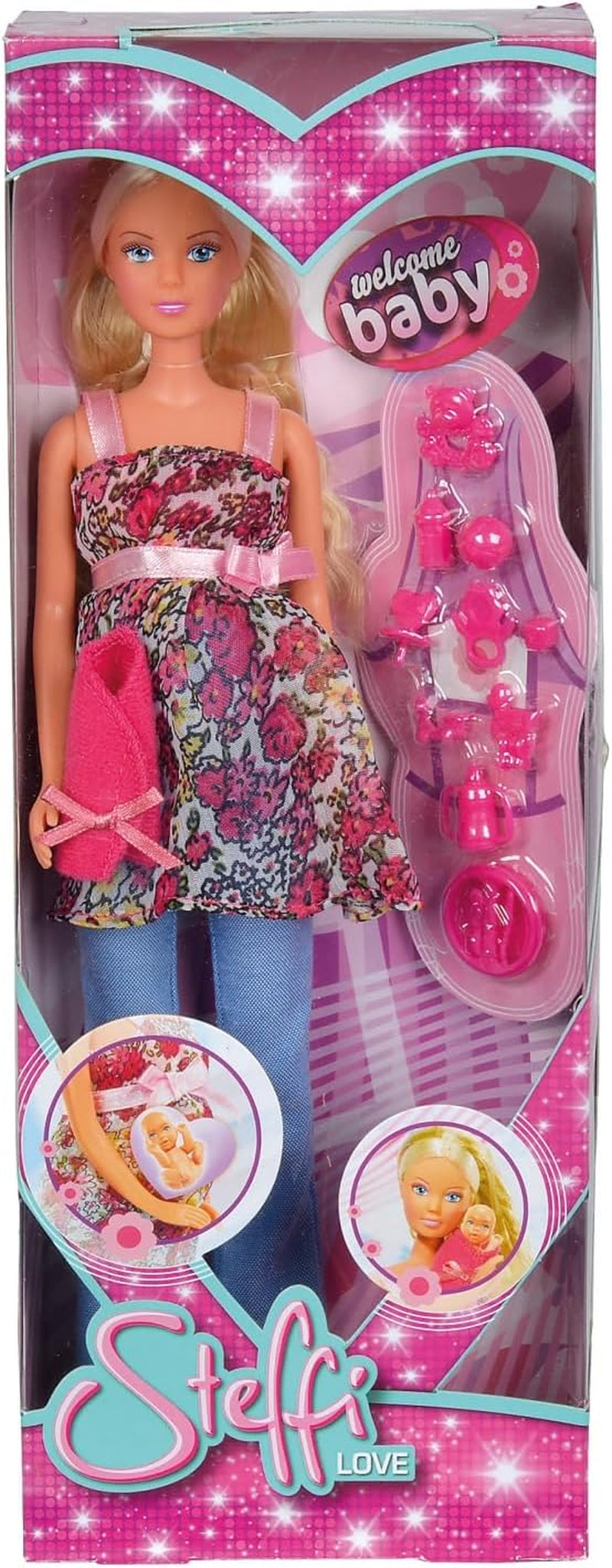 Simba 105734000 - Steffi Love Welcome Baby, Zwangere pop, Met de baby in de buik, Accessoire, Aankleedpop, 29Cm, Voor kinderen vanaf 3 jaar Poppen Naty Shop