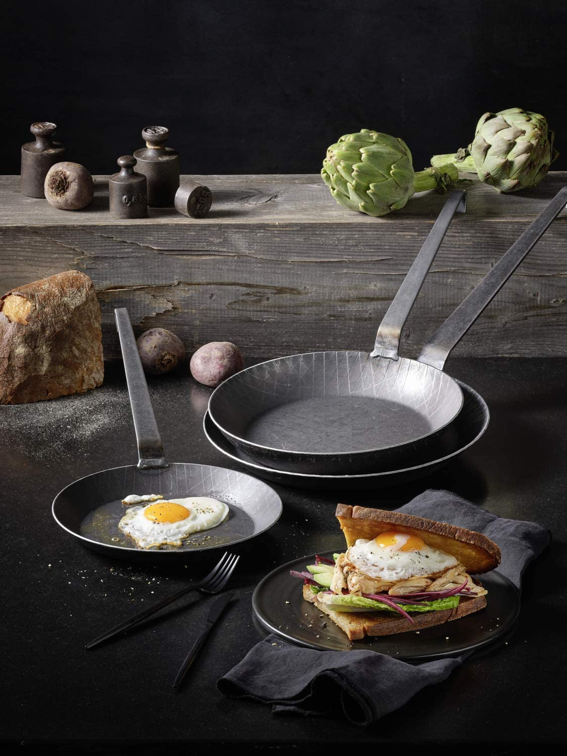 RÖSLE Serie 1888 Smeedijzeren koekenpan, hoge kwaliteit, hoge rand voor knapperige frietjes en snel gebraden vlees, geschikt voor grillen en inductie Potten en pannen Naty Shop