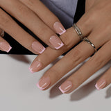 Korte Franse tip nepnagels - 30 stuks zwarte nagels om op korte vierkante nagels te lijmen, Franse tip nepnagels met lijm, vierkante kunstnagels set voor dames