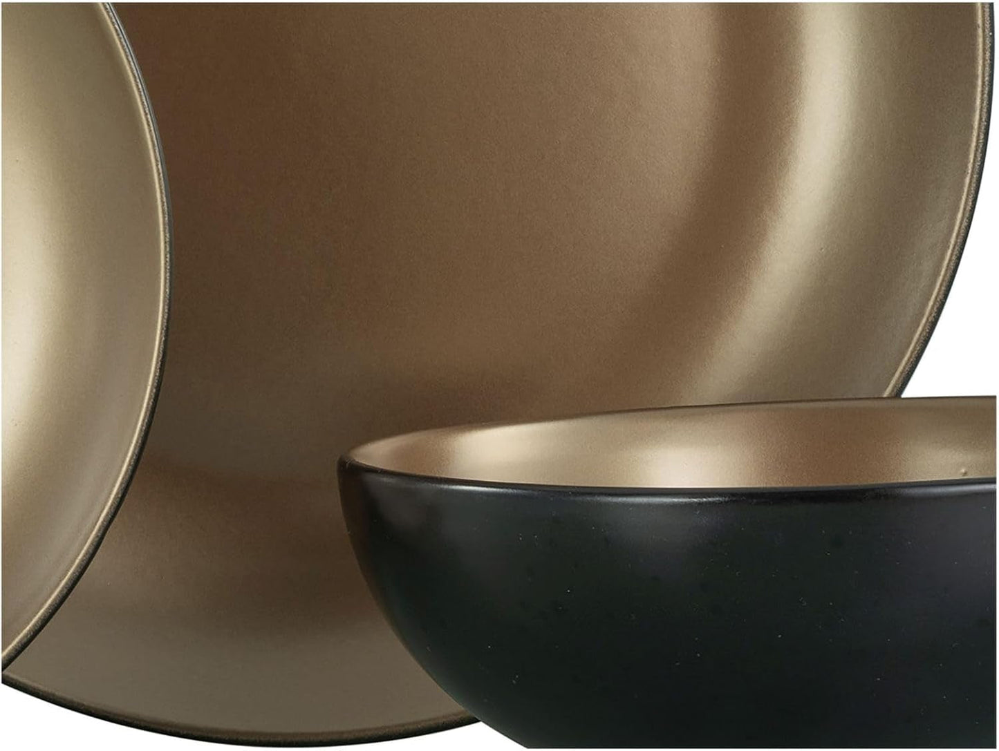 CreaTable, 23598, GLAMOR-serie - Goud, 16-delige serviesset, porseleinen combinatieservies, vaatwasmachine- en magnetronbestendig, kwaliteitsproductie