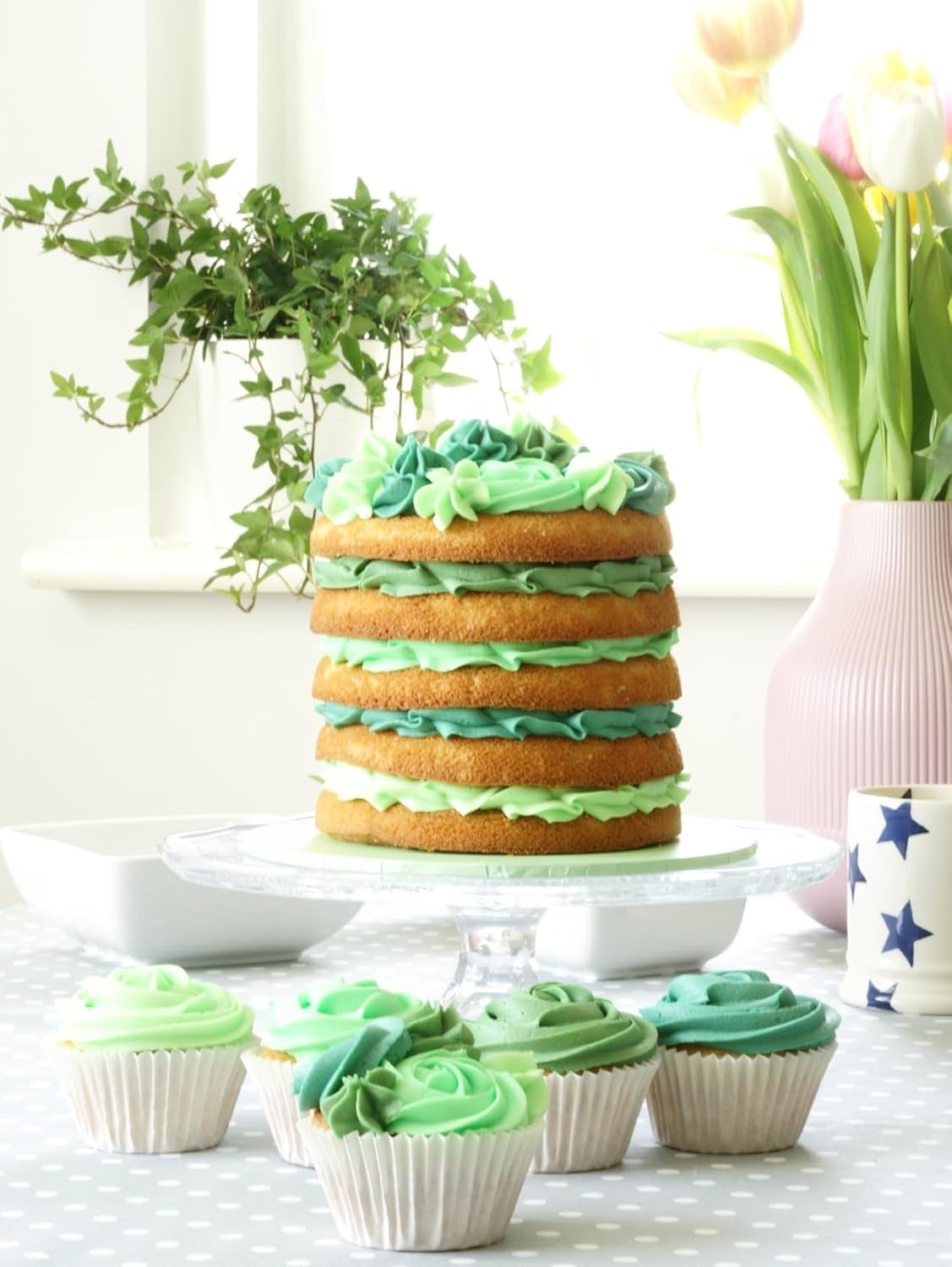 Sugarflair Pasta kleurstof, groen, set van 4, kleurstof voor pasta, fondant, marsepein, suikerpasta, botercrème en meer: ​​Ilex groen, lentegroen, sparrengroen, feestgroen - set van 4