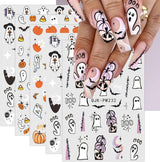 JMEOWIO Nagelsticker Halloween 9 Blatt Nail Art Sticker Selbstklebend Nagelaufkleber Süßes Gespens Kürbis Decoratie Nageldesign Zubehör