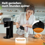 Bomann® koffiezetapparaat met thermoskan | voor 8-10 koppen koffie | zonder temperatuurverlies | koffiezetapparaat met filter | 1 liter | Espresso | Filterkoffiezetapparaat met thermoskan | KA 168 zwart