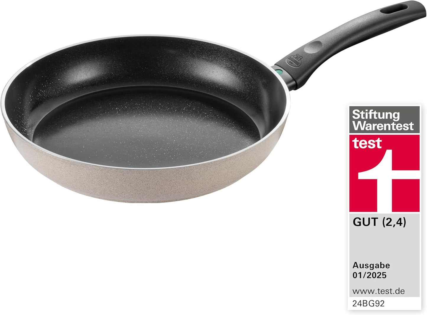 Ledro koekenpan, 24 cm, aluminium, geschikt voor inductie, keramische antiaanbaklaag, Thermopoint, Made in Italy, beige Potten en pannen Naty Shop 28 Cm