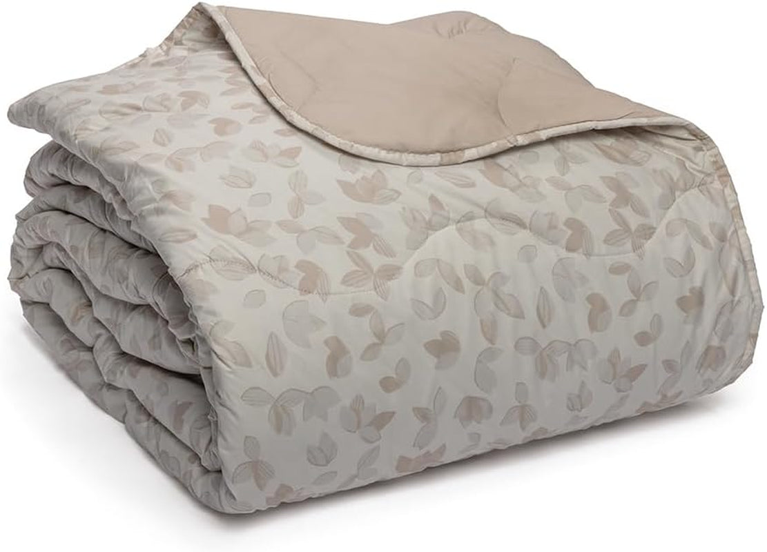 Foppapedretti nachtkastje & naturel dekbed voor tweepersoonsbed 2P; zandbladeren, hoes van 100% katoen, Made in Italy Quilts en quilts Naty Shop Zand met bladeren 160 X 190 Cm