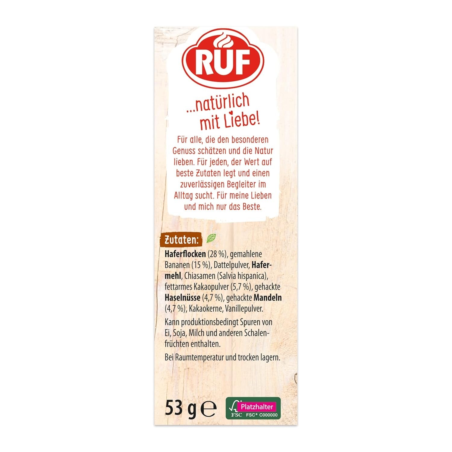 RUF Smoothie Bowl Haver Banaan Noten Chocolade Ontbijtsnack Snel en gemakkelijk Veganistisch 1 zakje x 50 g (pak van 3)