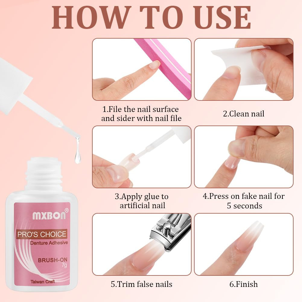 240-delige set valse nageltips, French Press op kunstnagels, pers op Franse nagels, 12 maten, nepnagels met lijm voor dames en heren (naakt wit medium amandel)