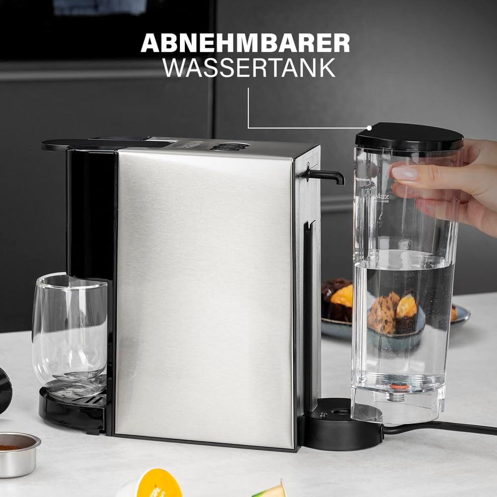 Princess 4 in 1 multicapsule espressomachine - 1450 watt, capsules, pads, gemalen koffie, BPA vrij, 249450, 01.249450.01.001, zwart, zilver