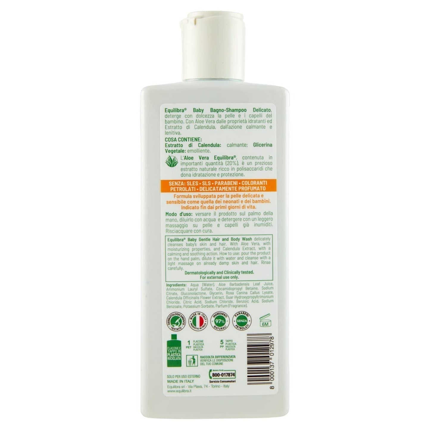Equilibra Baby Bagno Shampoo 250 M Kinderen - Bad- en huidverzorging Naty Shop