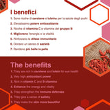 ERBOTECH Goji-bessen 200 g, goji-bessen met hoog vitaminegehalte, gedroogd fruit zonder suiker en zwavel, natuurlijke superfoods en rijk aan energie, Made in Italy Gedehydrateerde producten Naty Shop