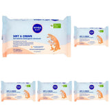 NIVEA Baby Vochtinbrengende Reinigingsdoekjes Soft & Cream, 57 stuks, voor een schone, droge en gehydrateerde huid, babydoekjes met amandelmelk en vitamines B5, C en E
