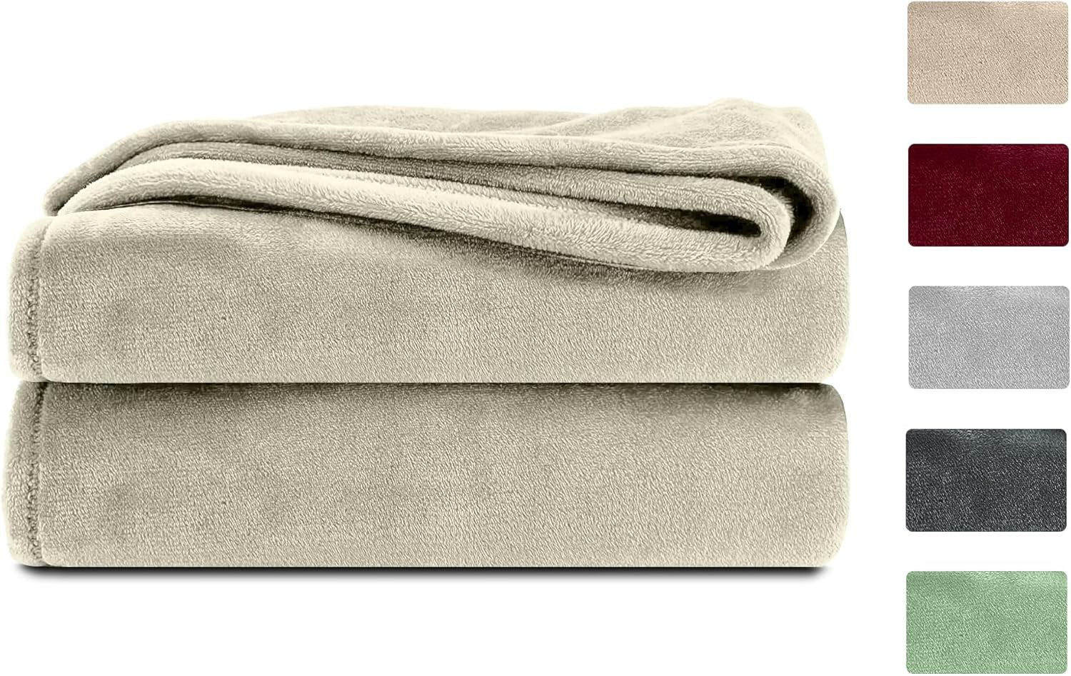 Komfortec donzige deken, comfortabele deken, fleecedeken, Oeko-Tex gecertificeerd, superzacht, 150X200 Cm, 260 G/M², beige Bedden en Dekens Besuche den Komfortec-Store Ecru 220 X 240 Cm