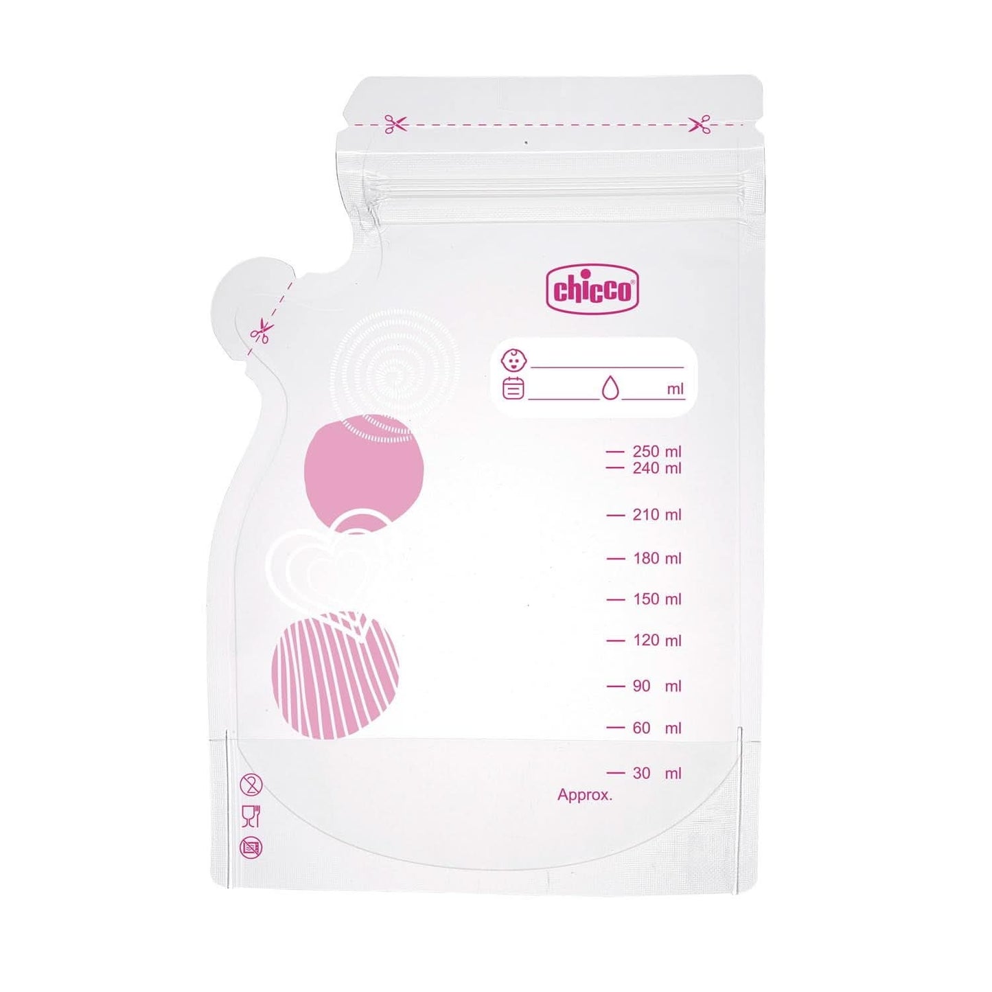 Chicco melkzakje à 30 stuks, lekvrij, 250 ml Accessoires Voeding en Borstvoeding Bebe Naty Shop