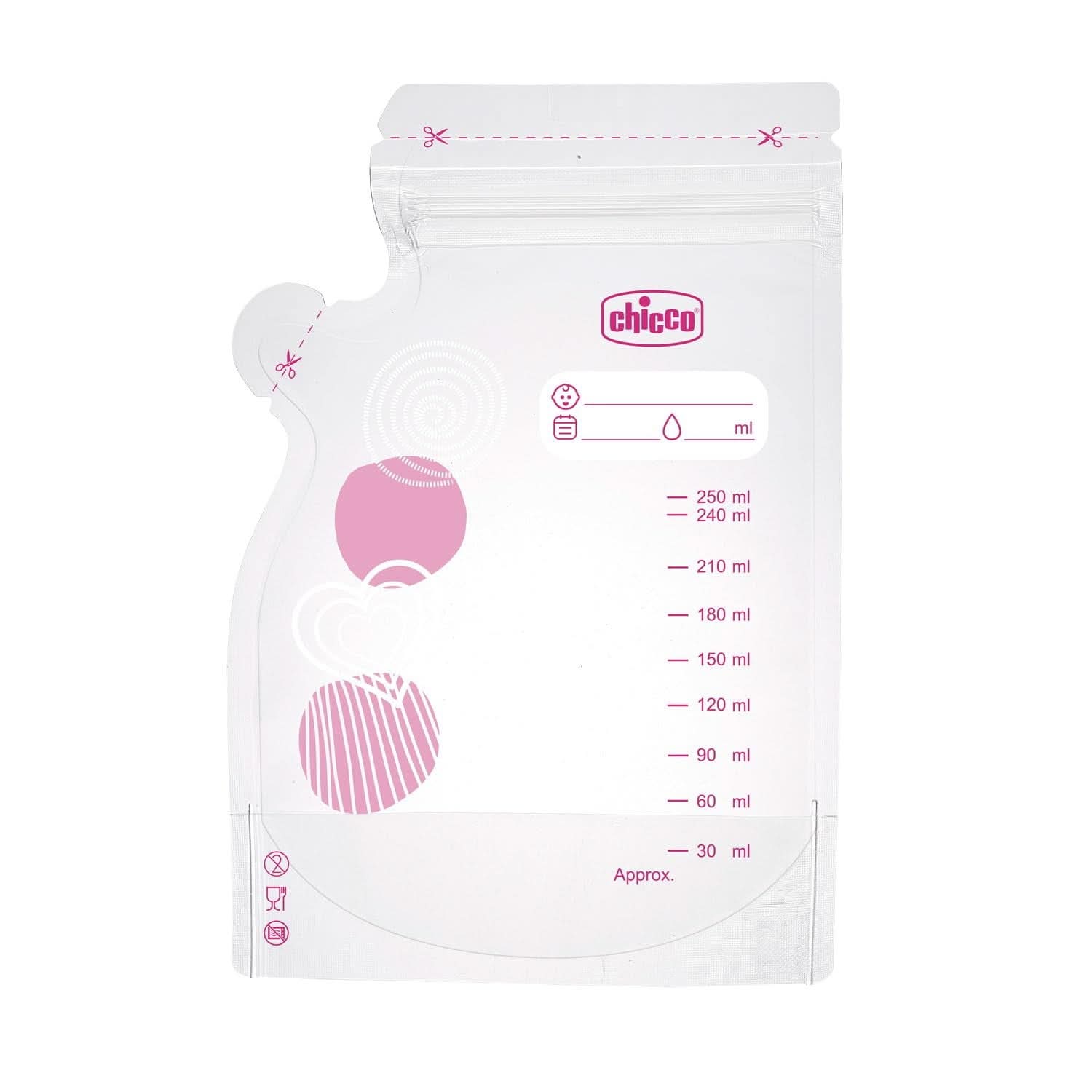 Chicco melkzakje à 30 stuks, lekvrij, 250 ml Accessoires Voeding en Borstvoeding Bebe Naty Shop