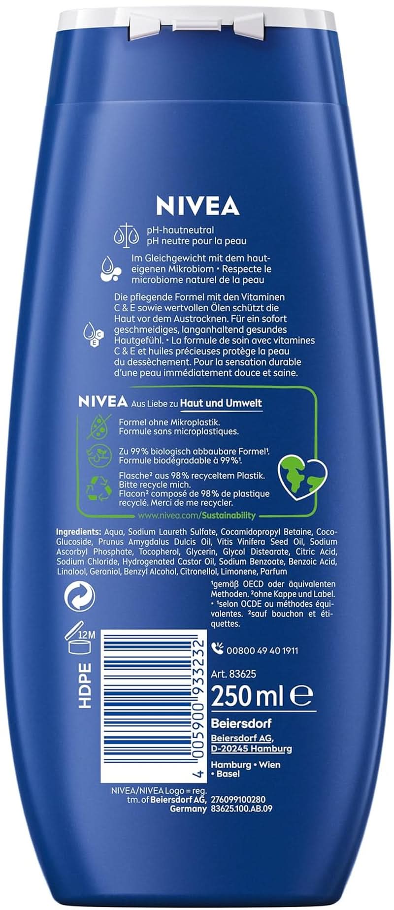NIVEA Creme Care, douchegel met vitamines en essentiële oliën, 250 ml Douche en bad Naty Shop