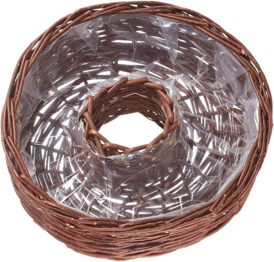 Dehner wilgenmandring met plantfolie, hoogte 12 cm, Ø 40 cm, wilgenstof, bruin