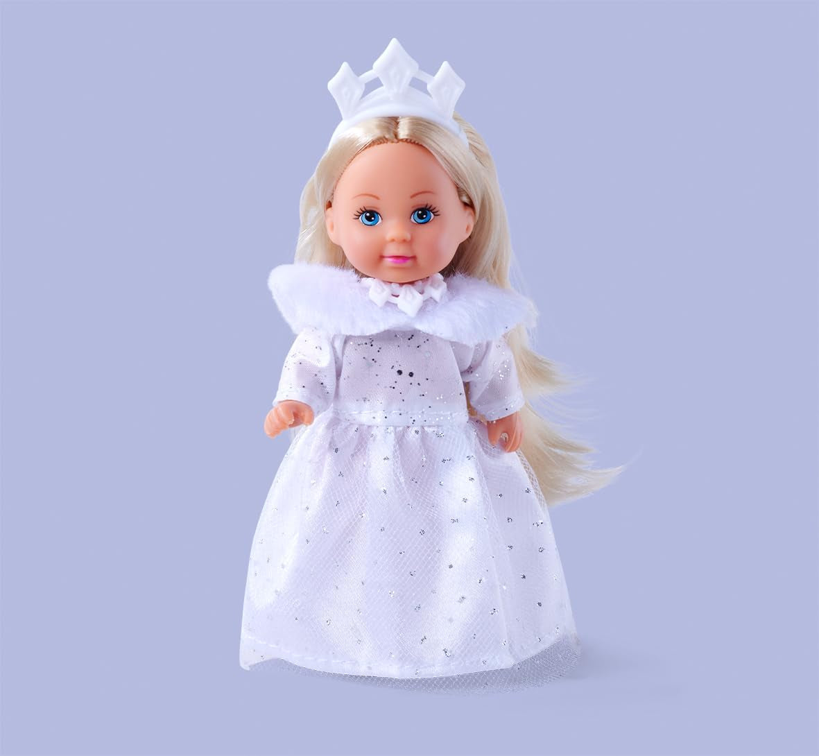 Simba Evi Princess of Love's Dreams, speelpop in een dromerige winterjurk met bontrand en glitterelementen, 12 cm, vanaf 3 jaar